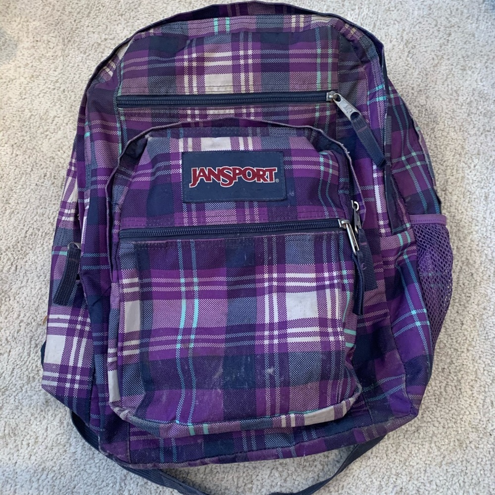 Purple Plaid Jansport Backpack